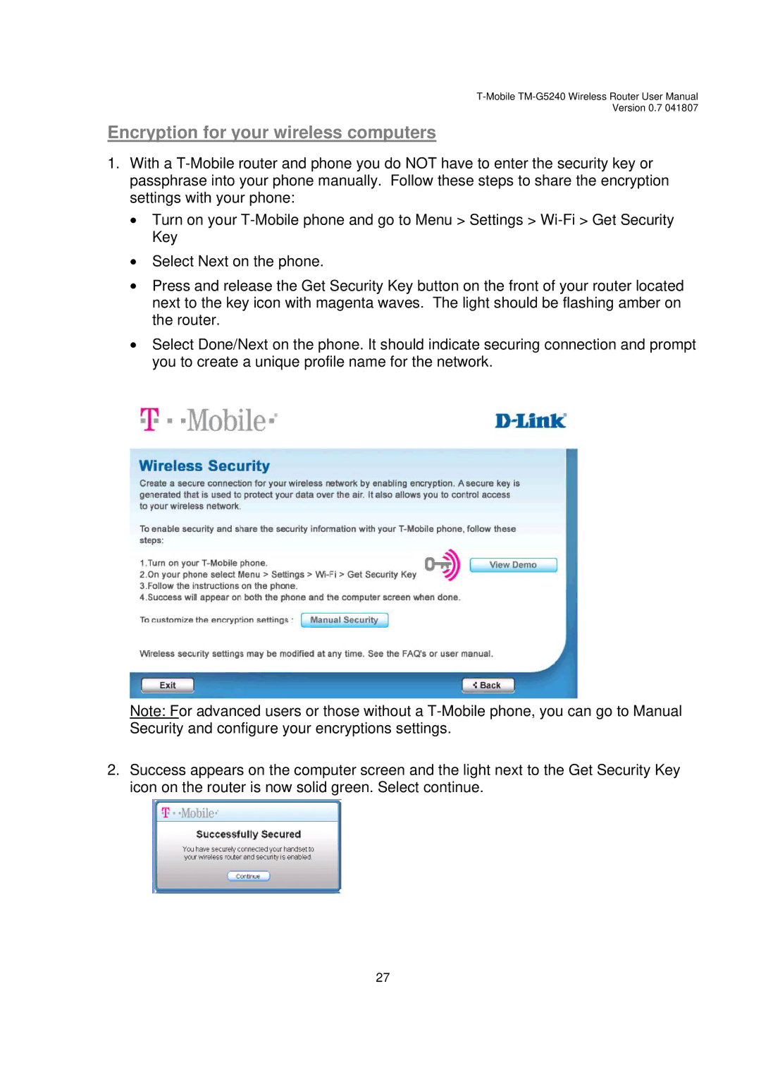 D-Link TM-G5240 user manual Encryption for your wireless computers 