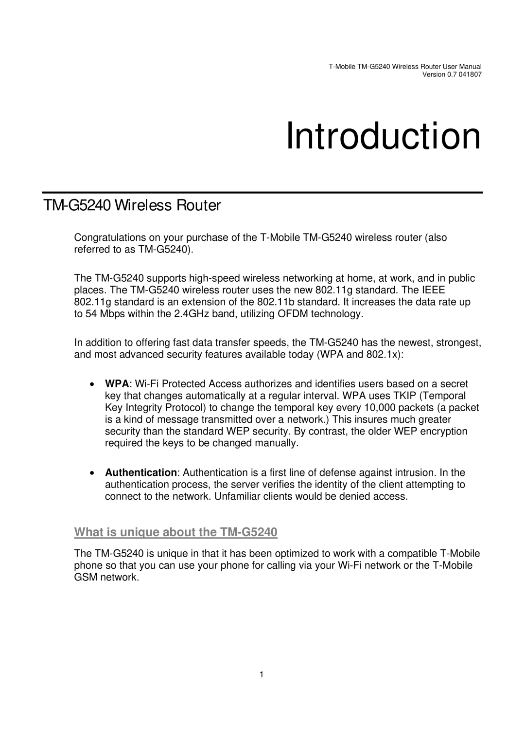 D-Link user manual TM-G5240 Wireless Router, What is unique about the TM-G5240 