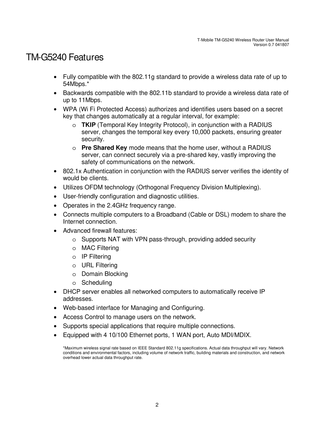 D-Link user manual TM-G5240 Features 