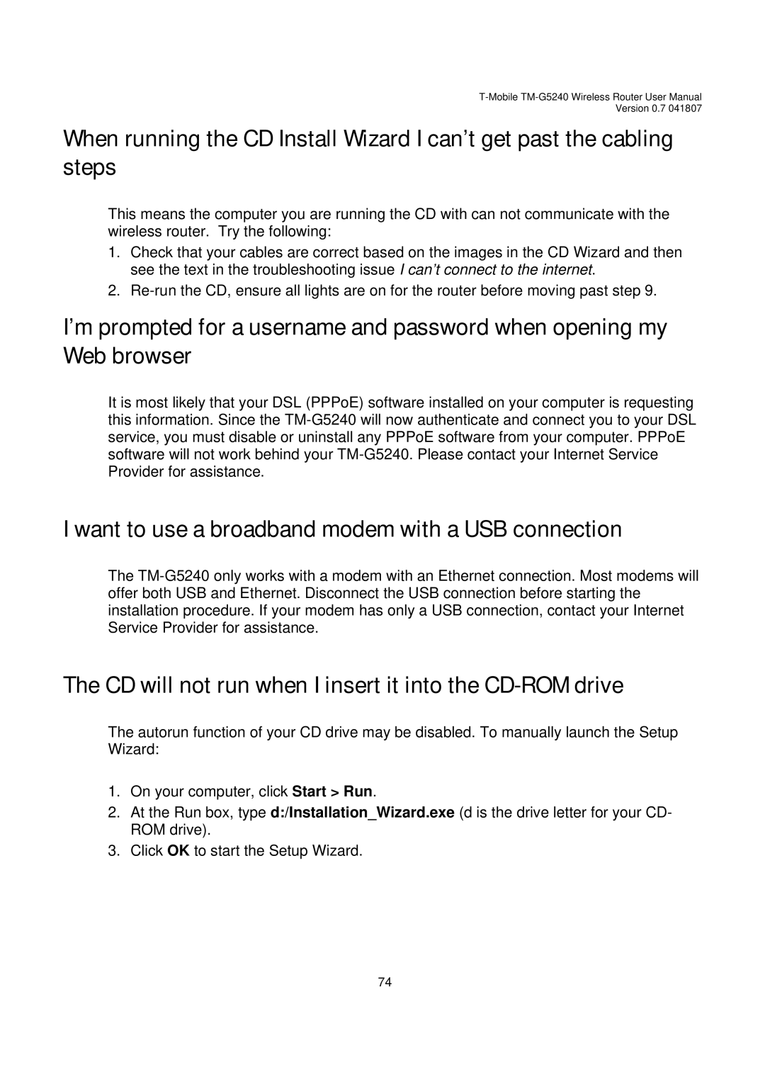 D-Link TM-G5240 user manual Want to use a broadband modem with a USB connection 