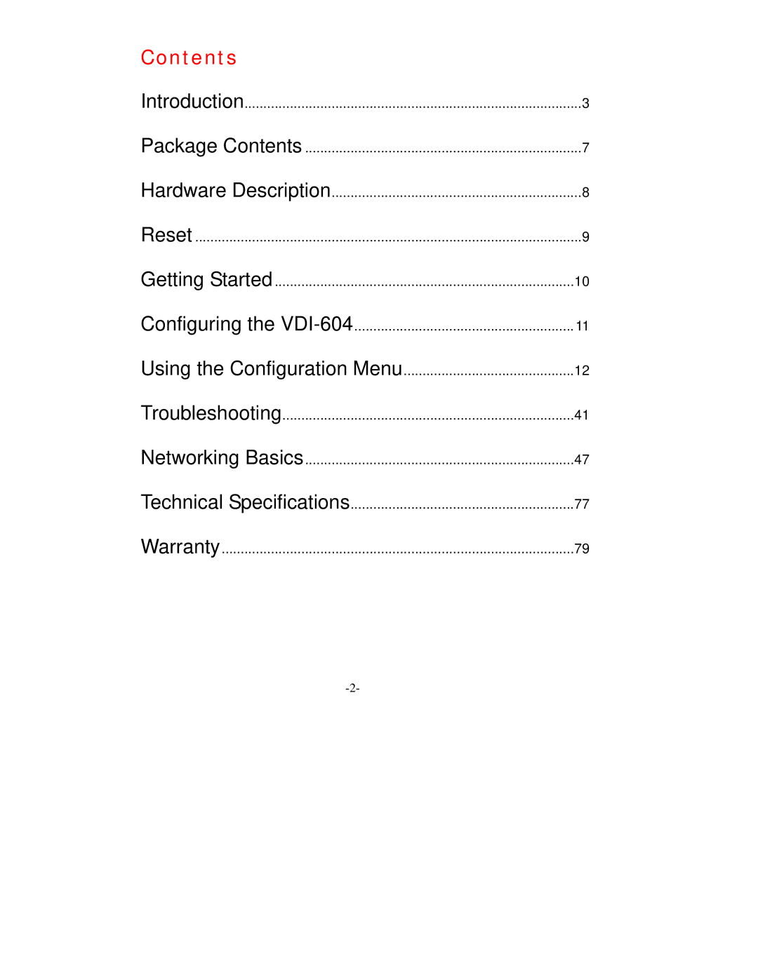 D-Link VDI-604 manual Contents 