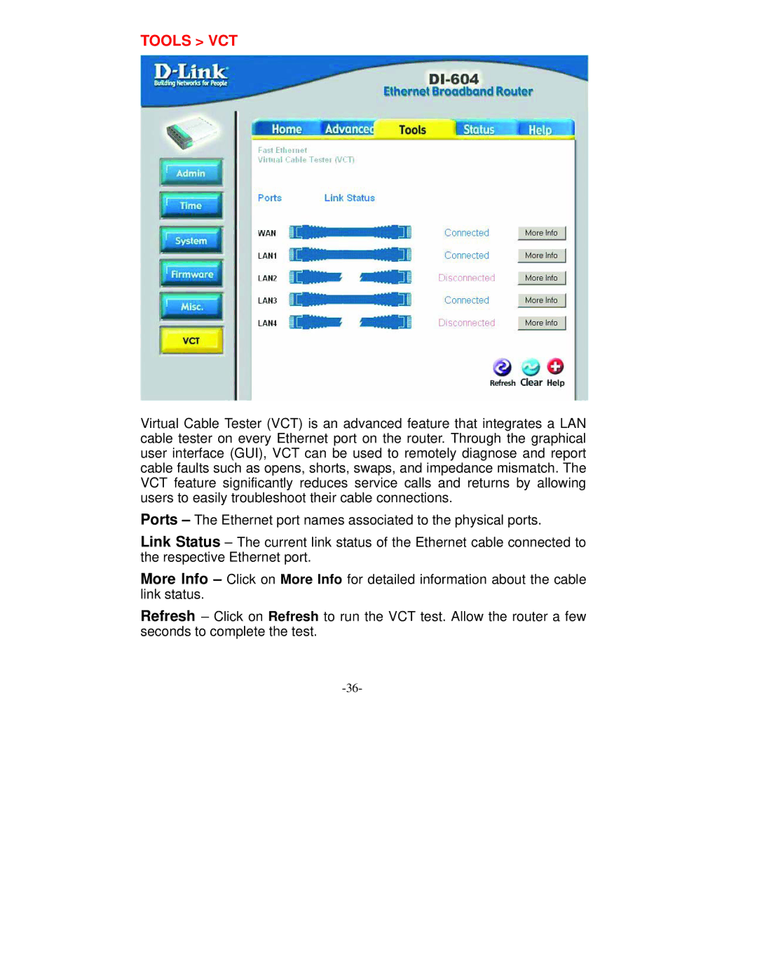 D-Link VDI-604 manual Tools VCT 