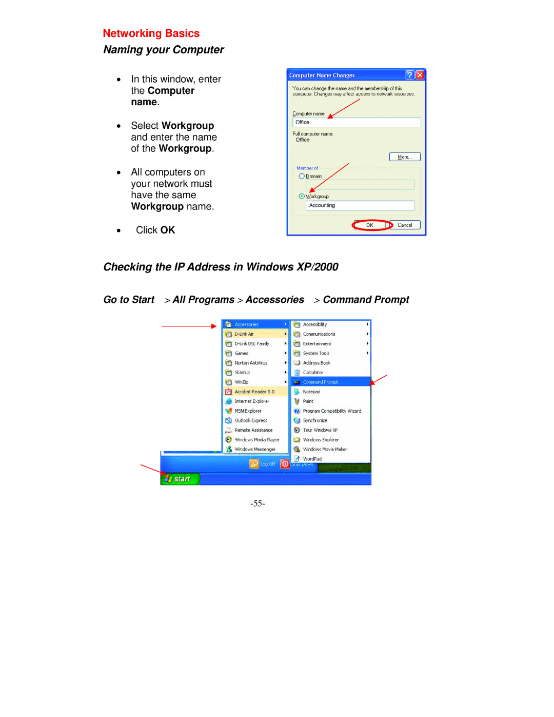 D-Link VDI-604 manual Name Select Workgroup and enter the name of the Workgroup 