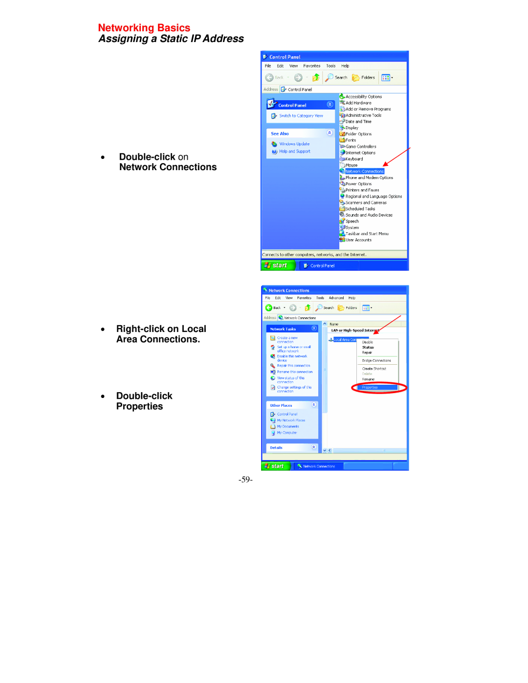 D-Link VDI-604 manual Assigning a Static IP Address 