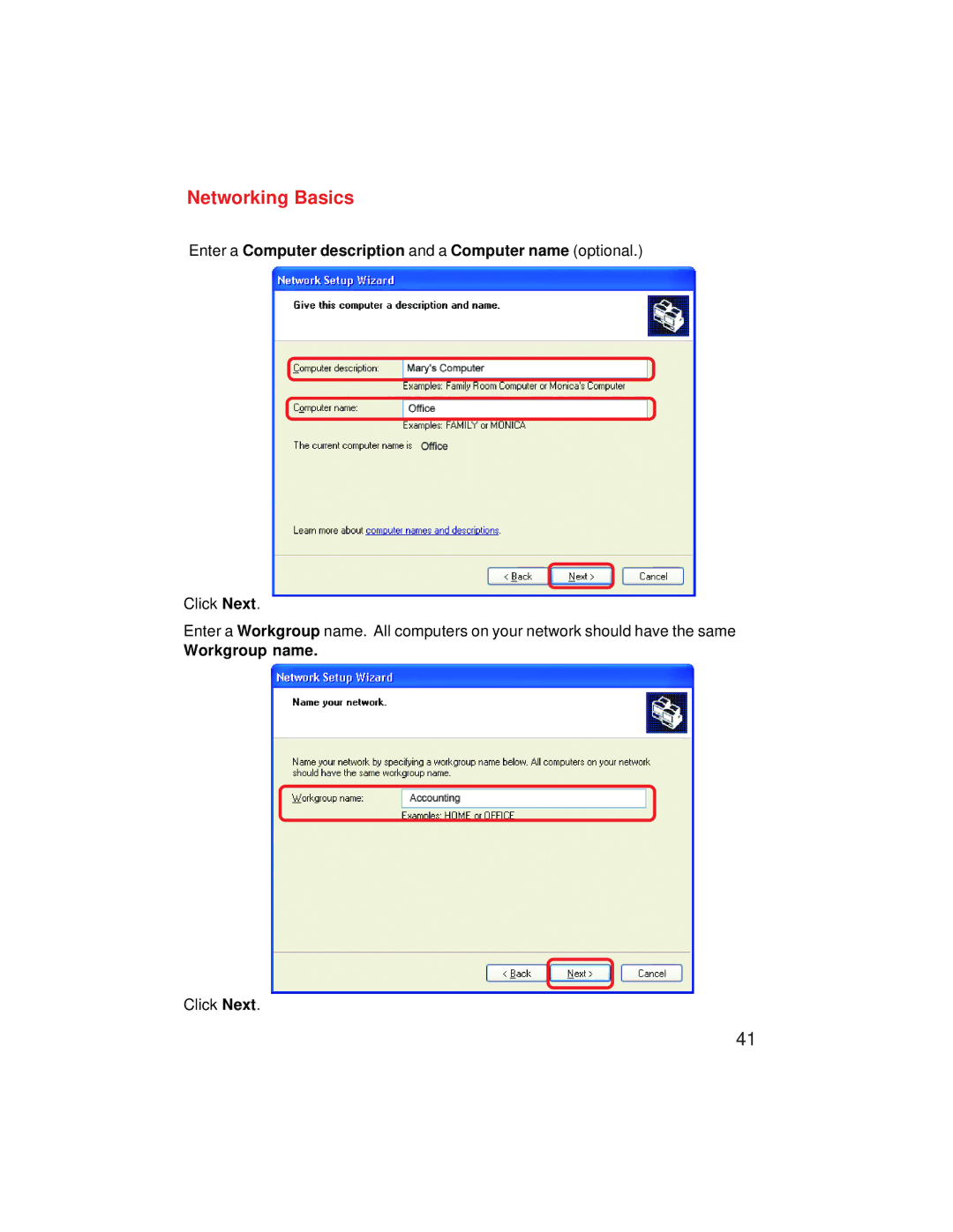 D-Link VDI-624 manual Enter a Computer description and a Computer name optional 