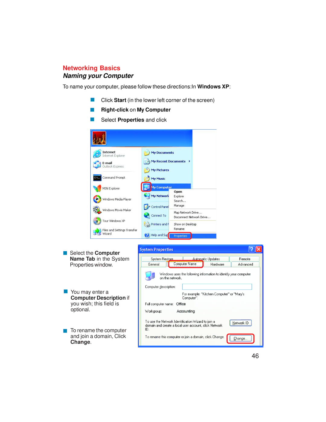 D-Link VDI-624 manual Naming your Computer 