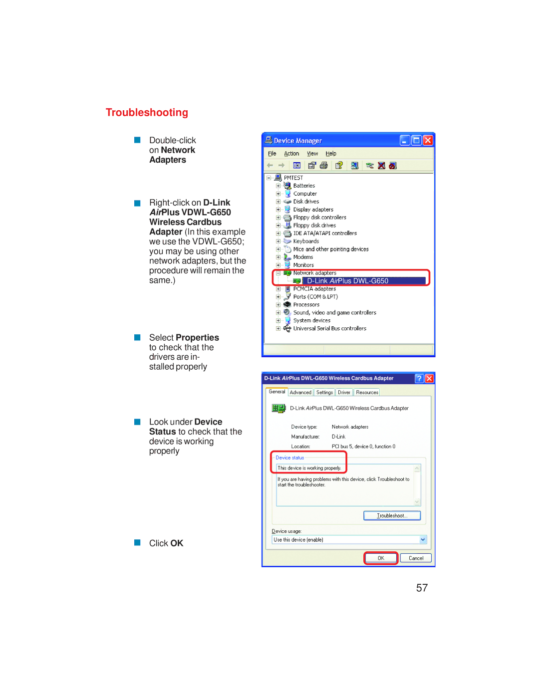 D-Link VDI-624 manual Troubleshooting 