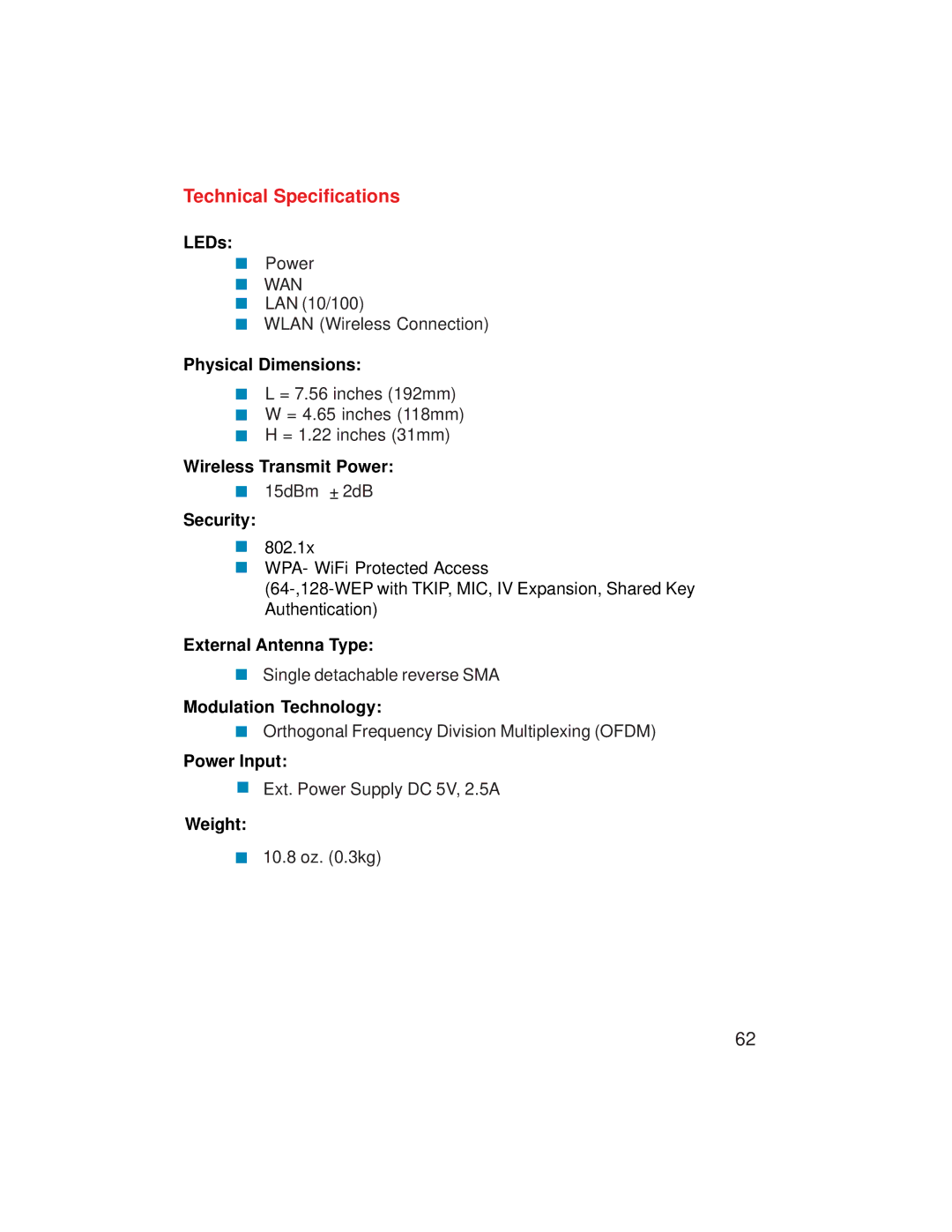 D-Link VDI-624 manual Technical Specifications 