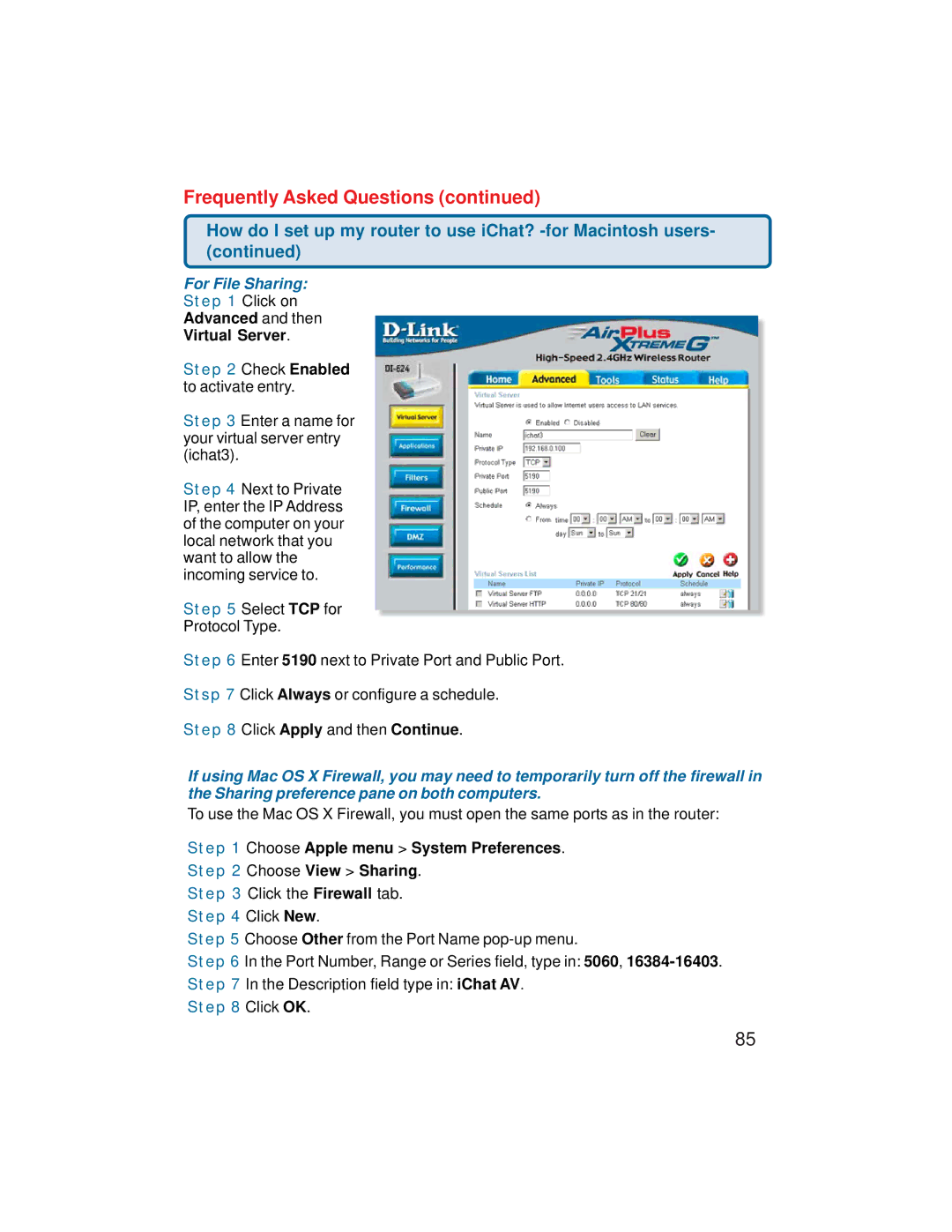 D-Link VDI-624 manual For File Sharing 