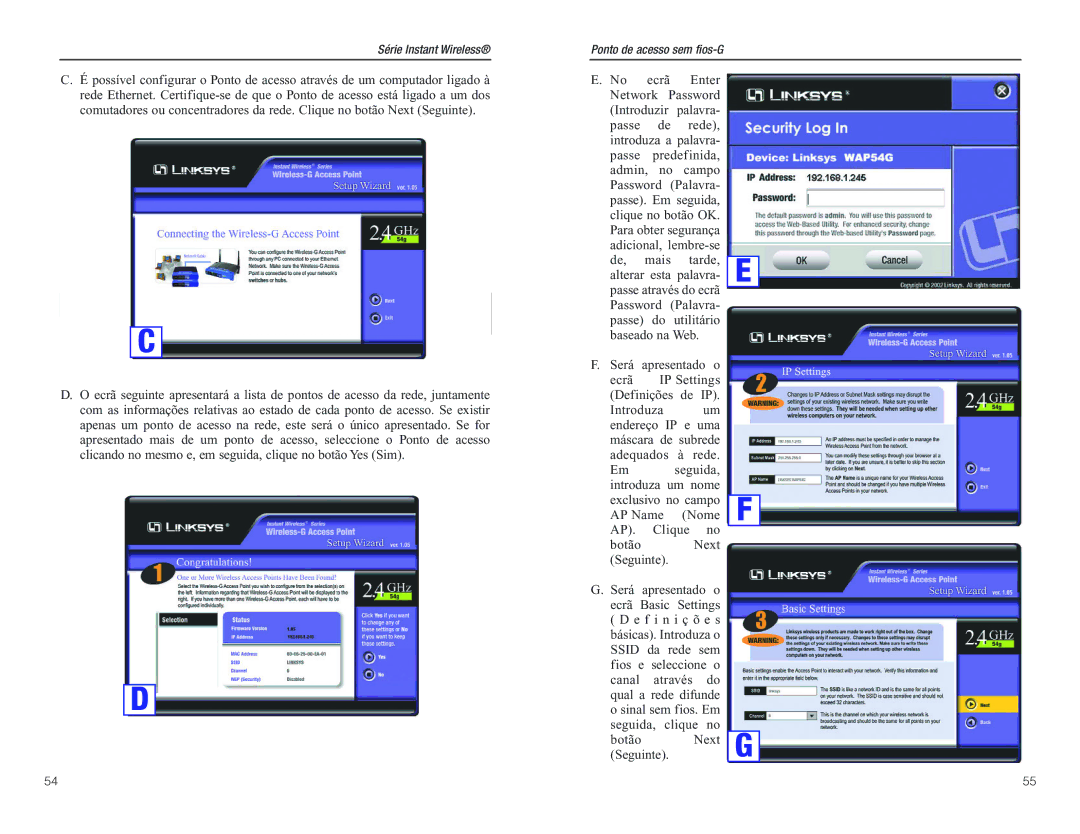 D-Link WAP54G manual Password Palavra 