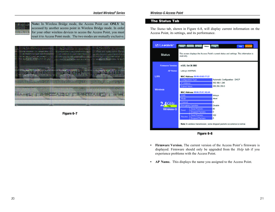 D-Link WAP54G manual Status Tab 