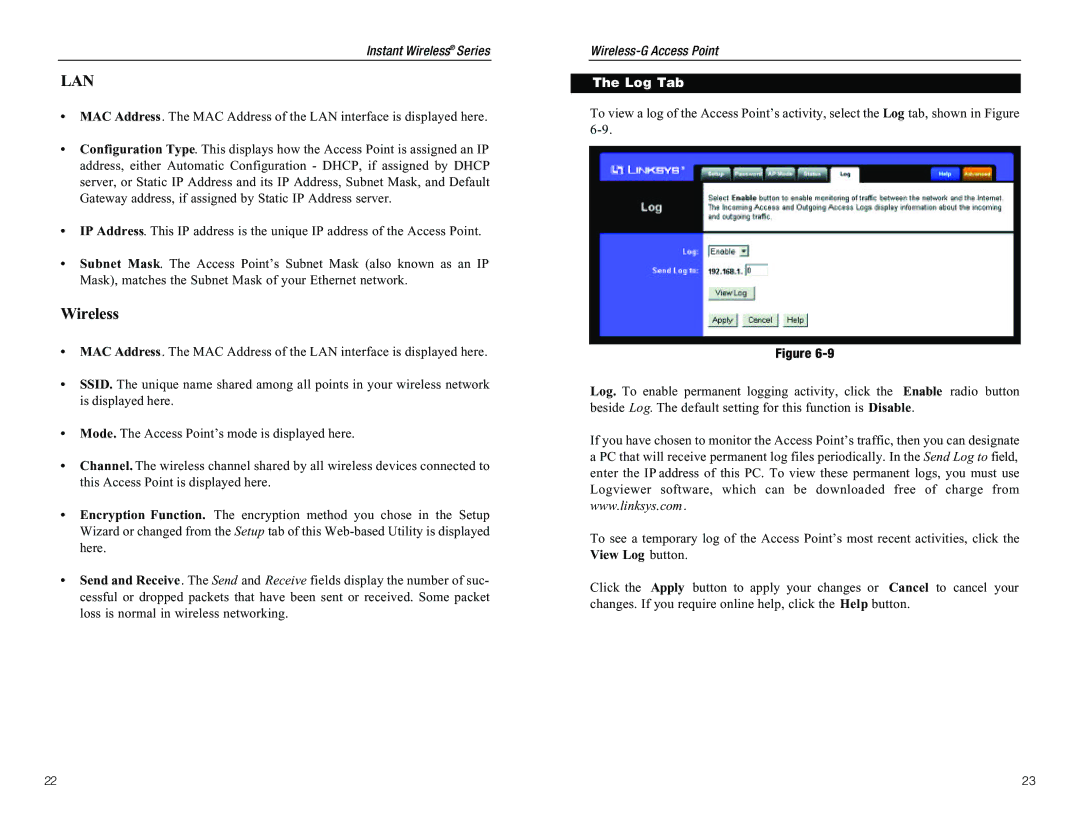 D-Link WAP54G manual Log Tab 