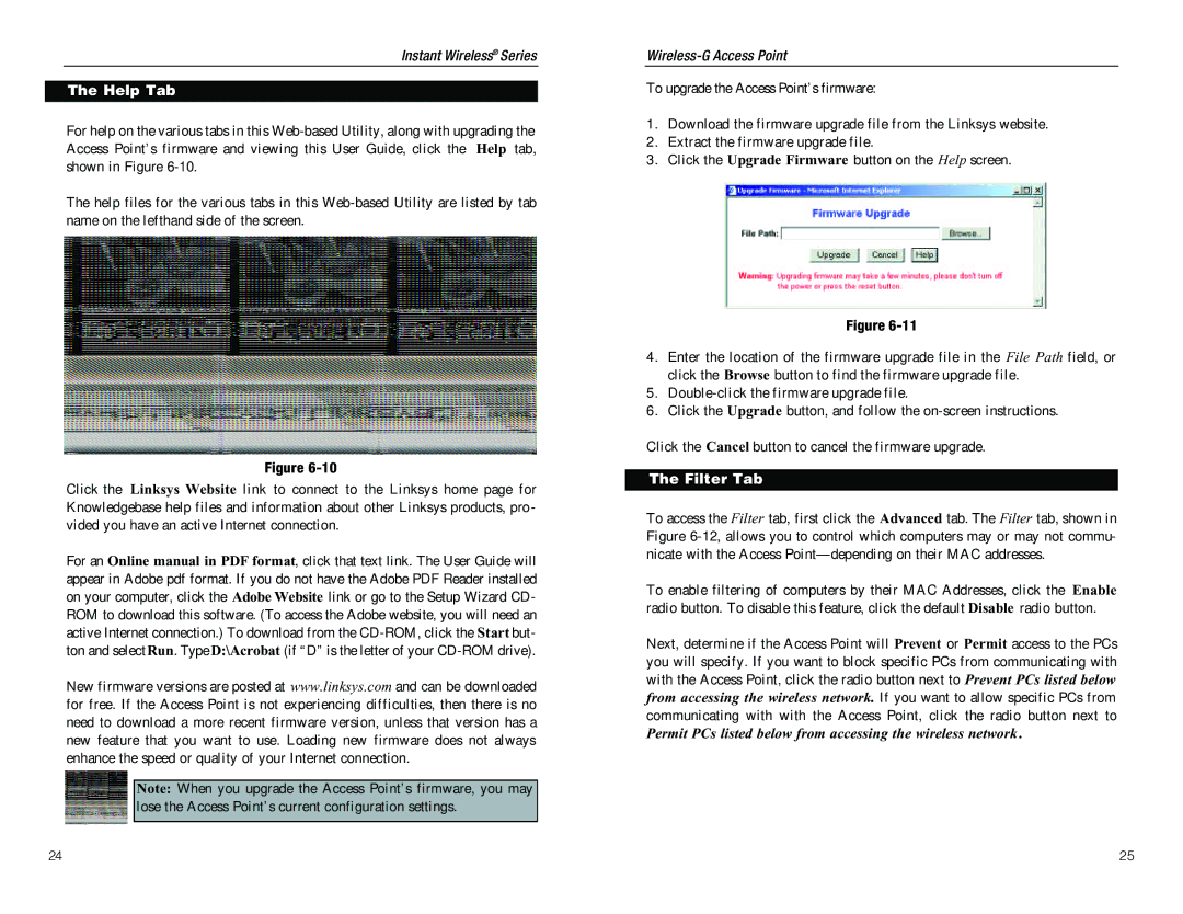 D-Link WAP54G manual Help Tab, Filter Tab 