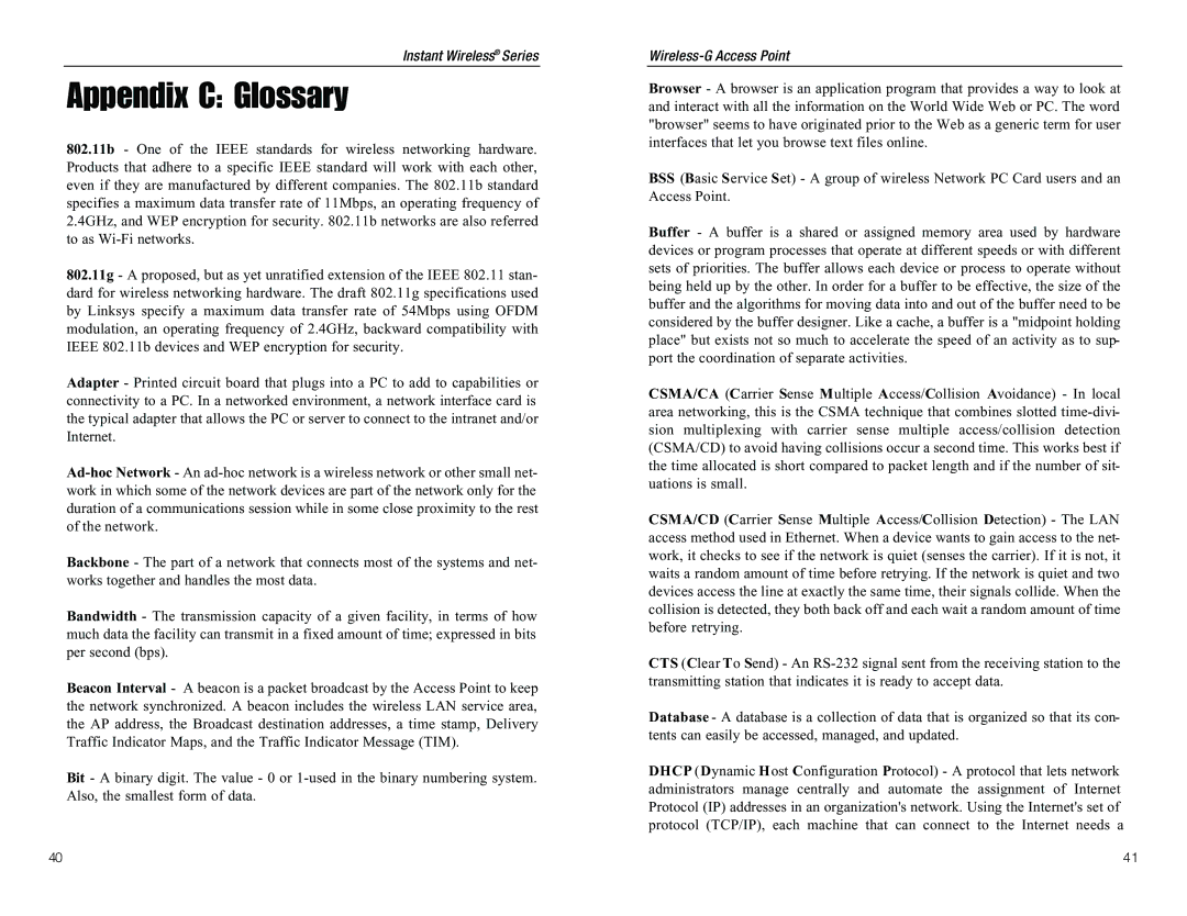 D-Link WAP54G manual Appendix C Glossary 