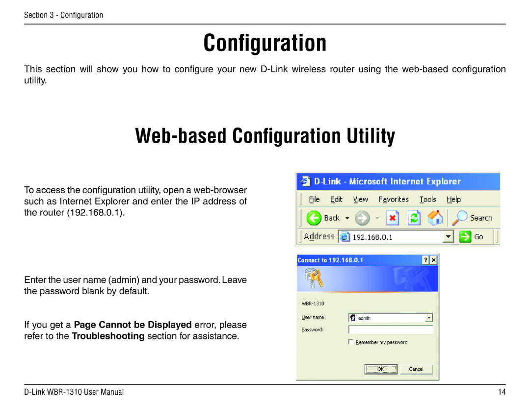 D-Link WBR-1310 manual Web-based Configuration Utility 