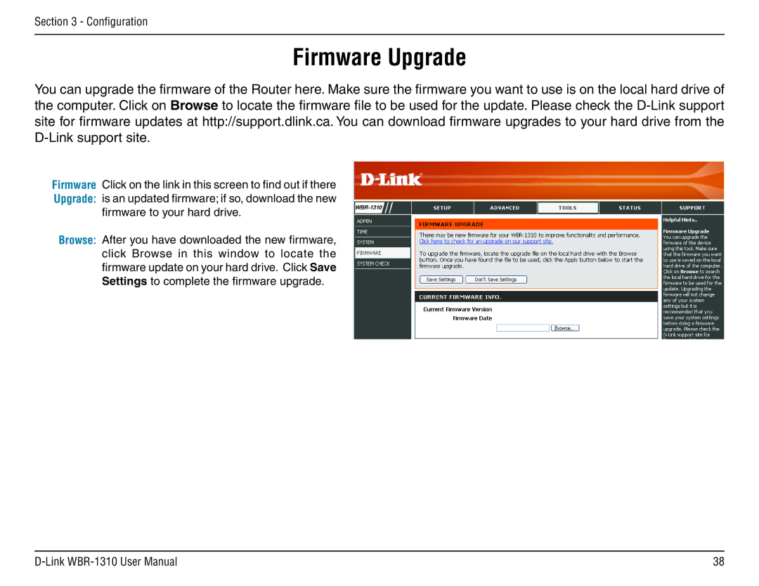 D-Link WBR-1310 manual Firmware Upgrade 