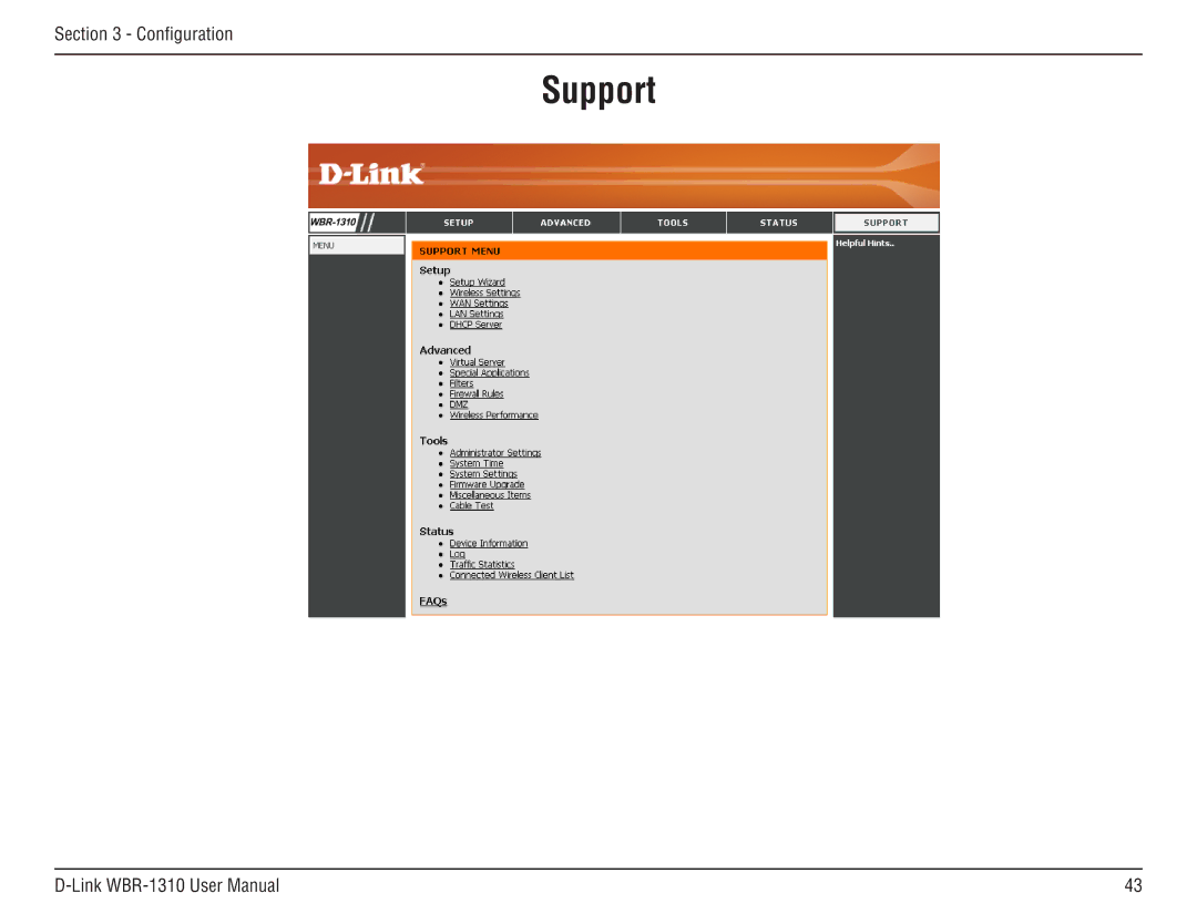 D-Link WBR-1310 manual Support 