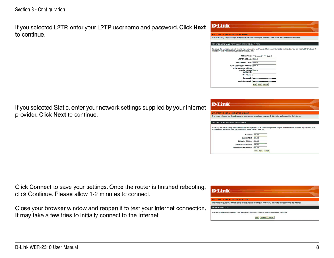 D-Link WBR-2310 manual Conﬁguration 