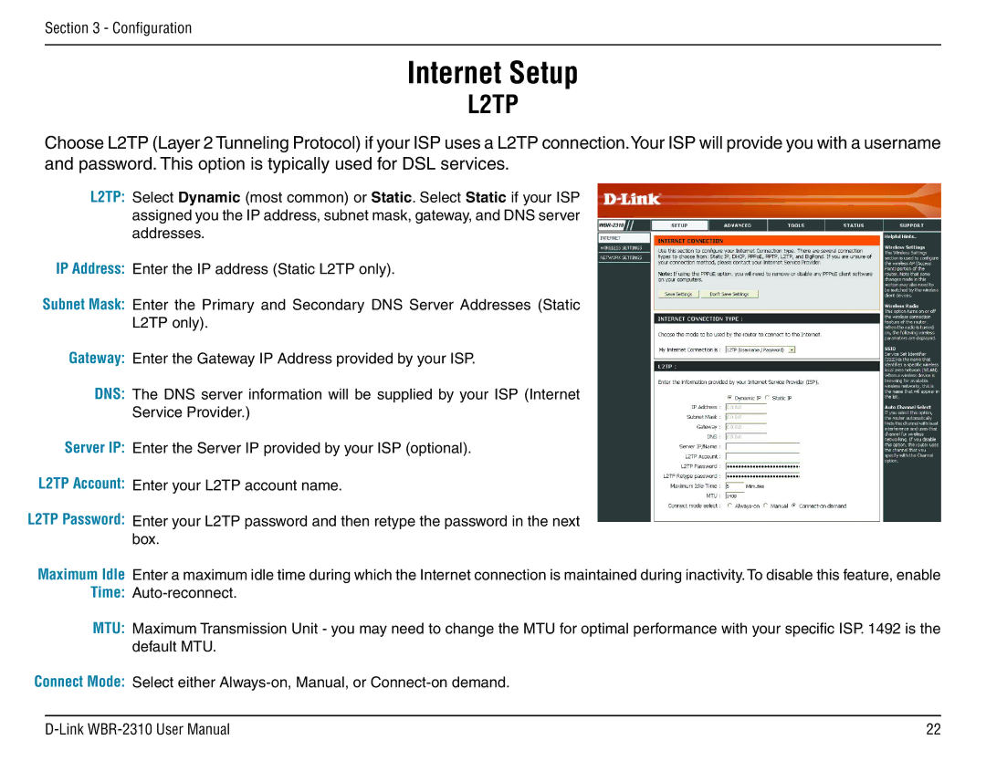 D-Link WBR-2310 manual L2TP 