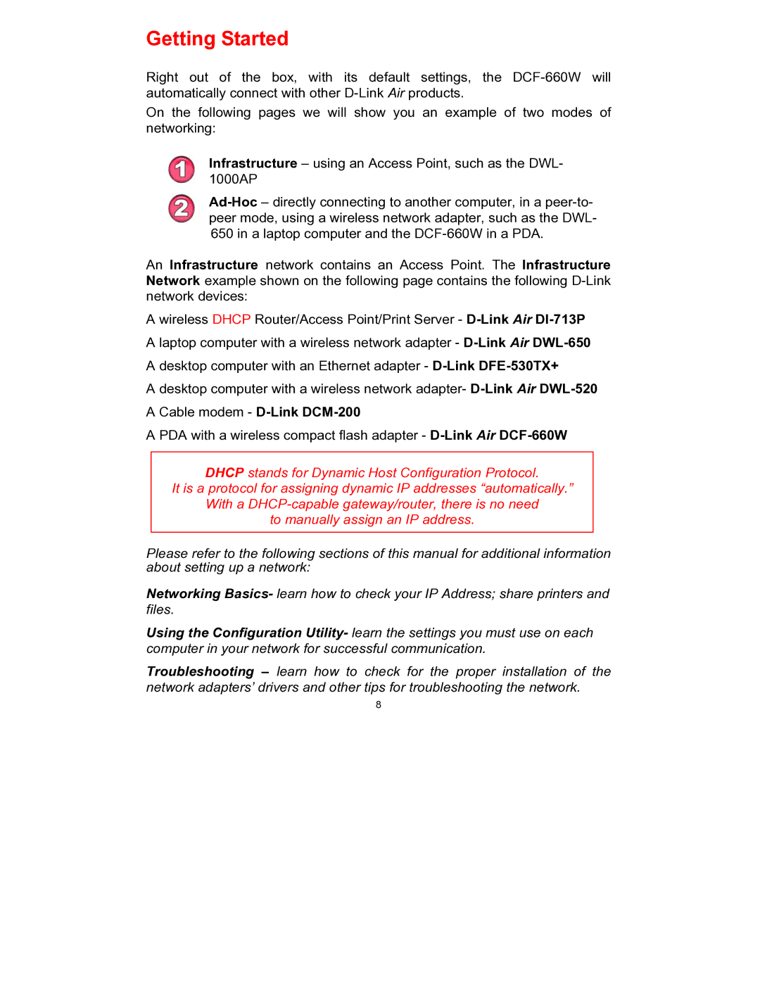 D-Link WL-211F manual Getting Started 