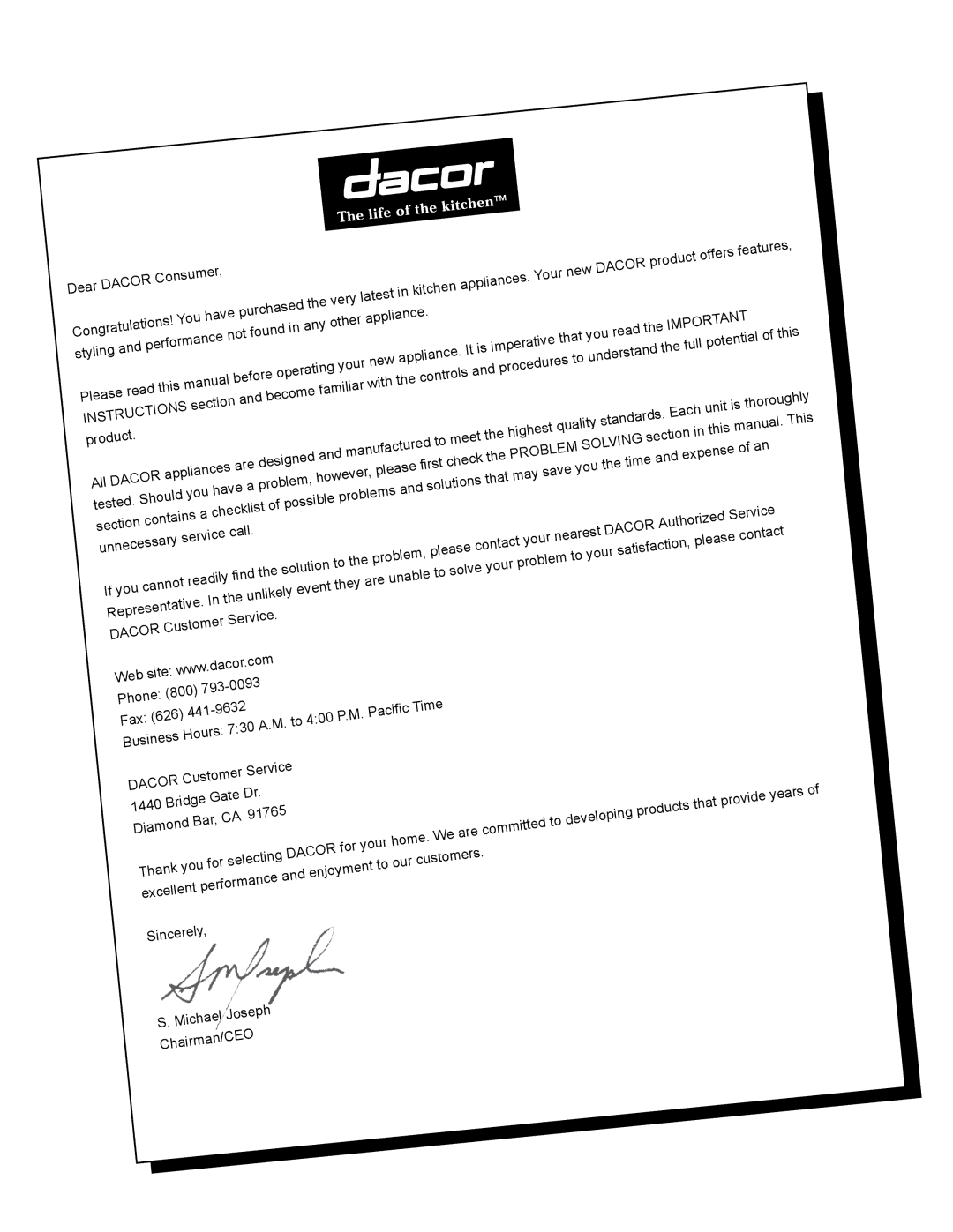 Dacor 65513REV.B manual Dacor 