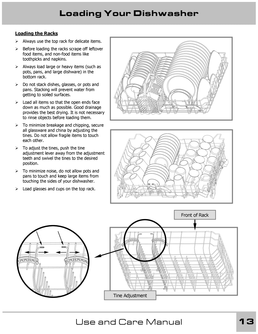 Dacor 65537 manual Loading the Racks 