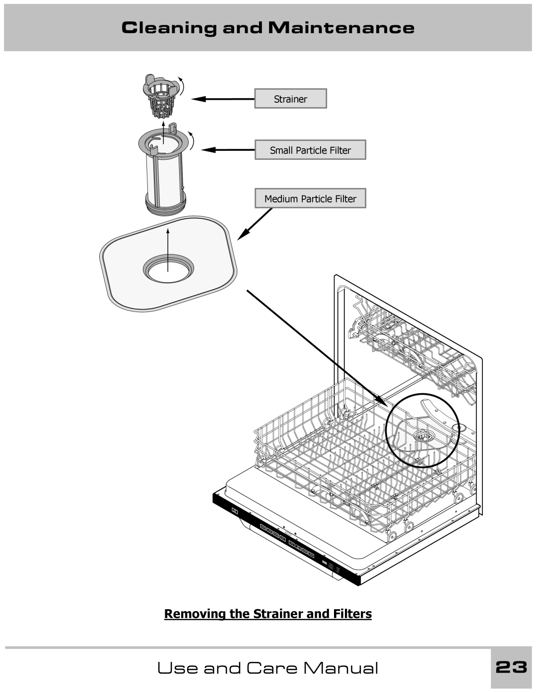 Dacor 65537 manual Removing the Strainer and Filters 