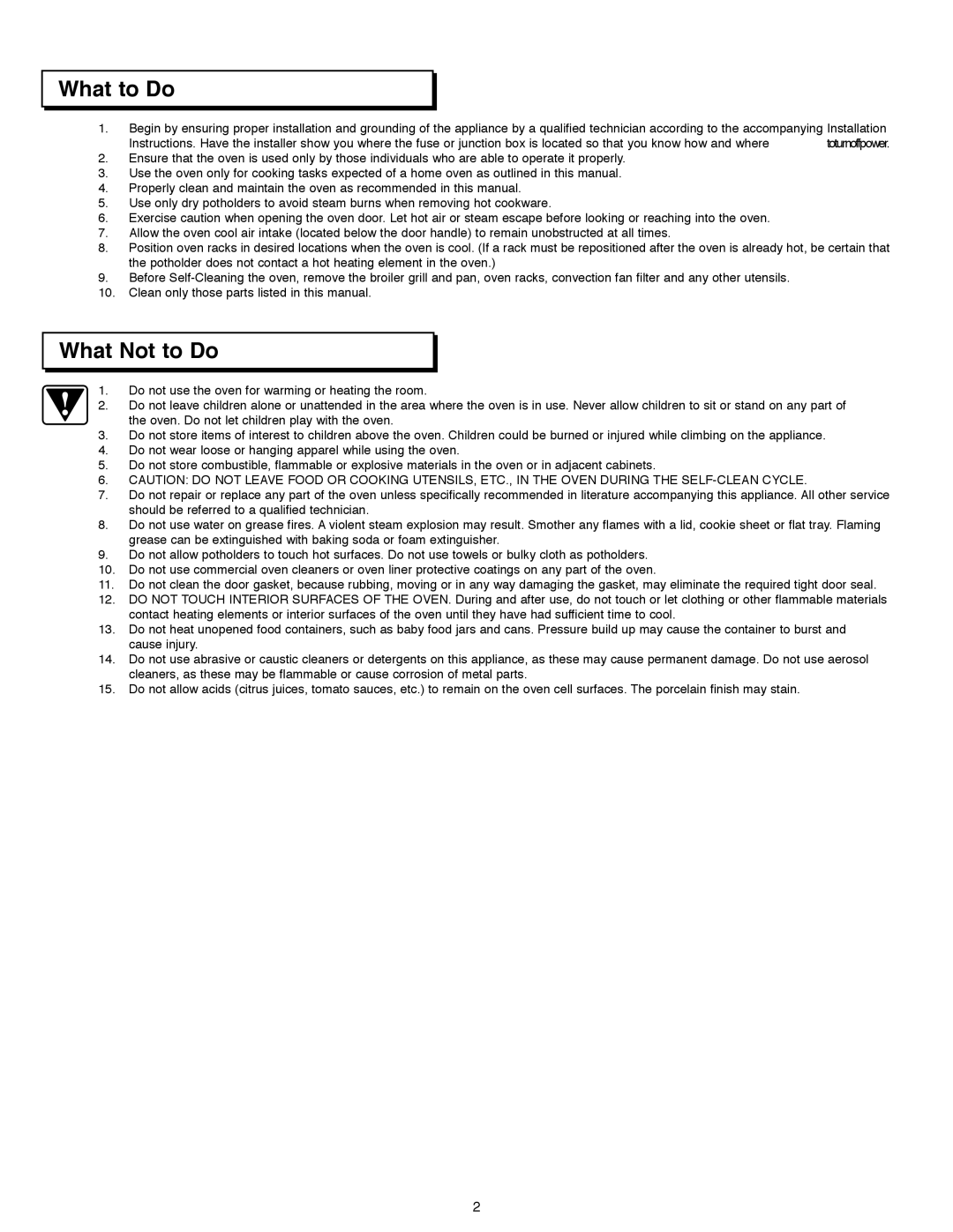 Dacor ACS273, ACS303, ACS363 manual What to Do, What Not to Do 