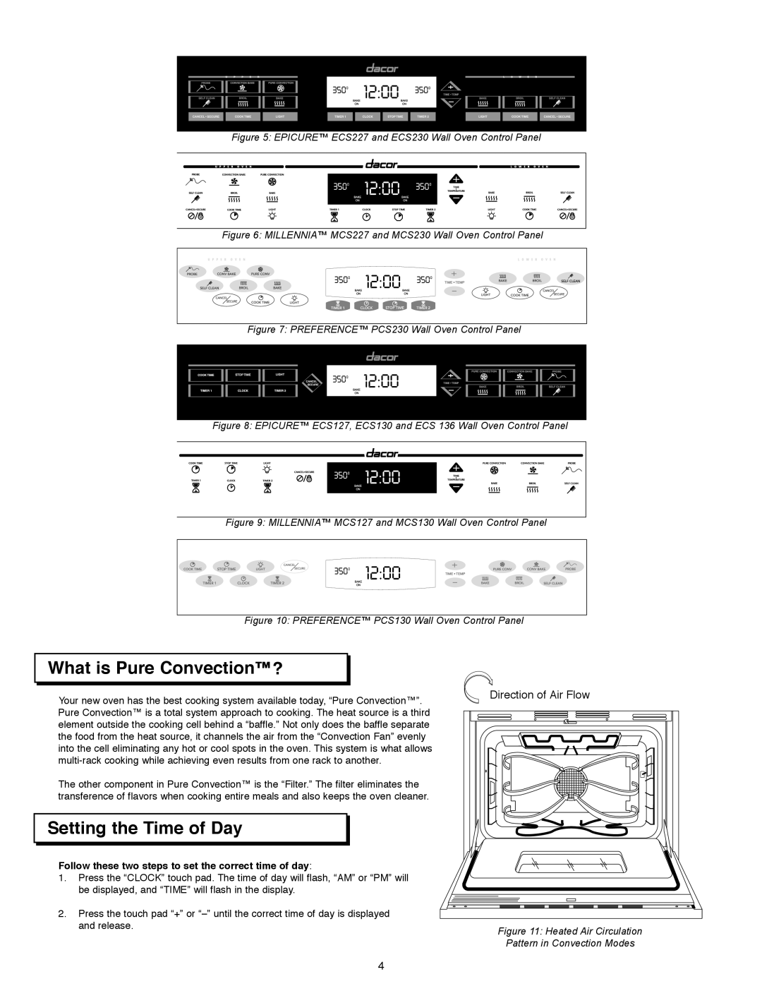 Dacor ACS303 What is Pure Convection?, Setting the Time of Day, Follow these two steps to set the correct time of day 