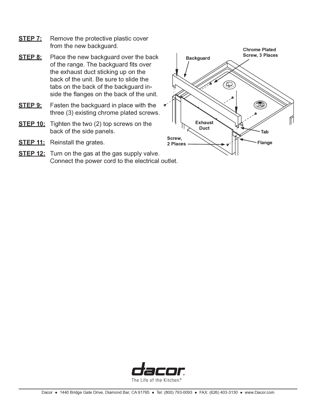 Dacor AERB30G06, AERB30G03, AERB30G09 installation instructions 