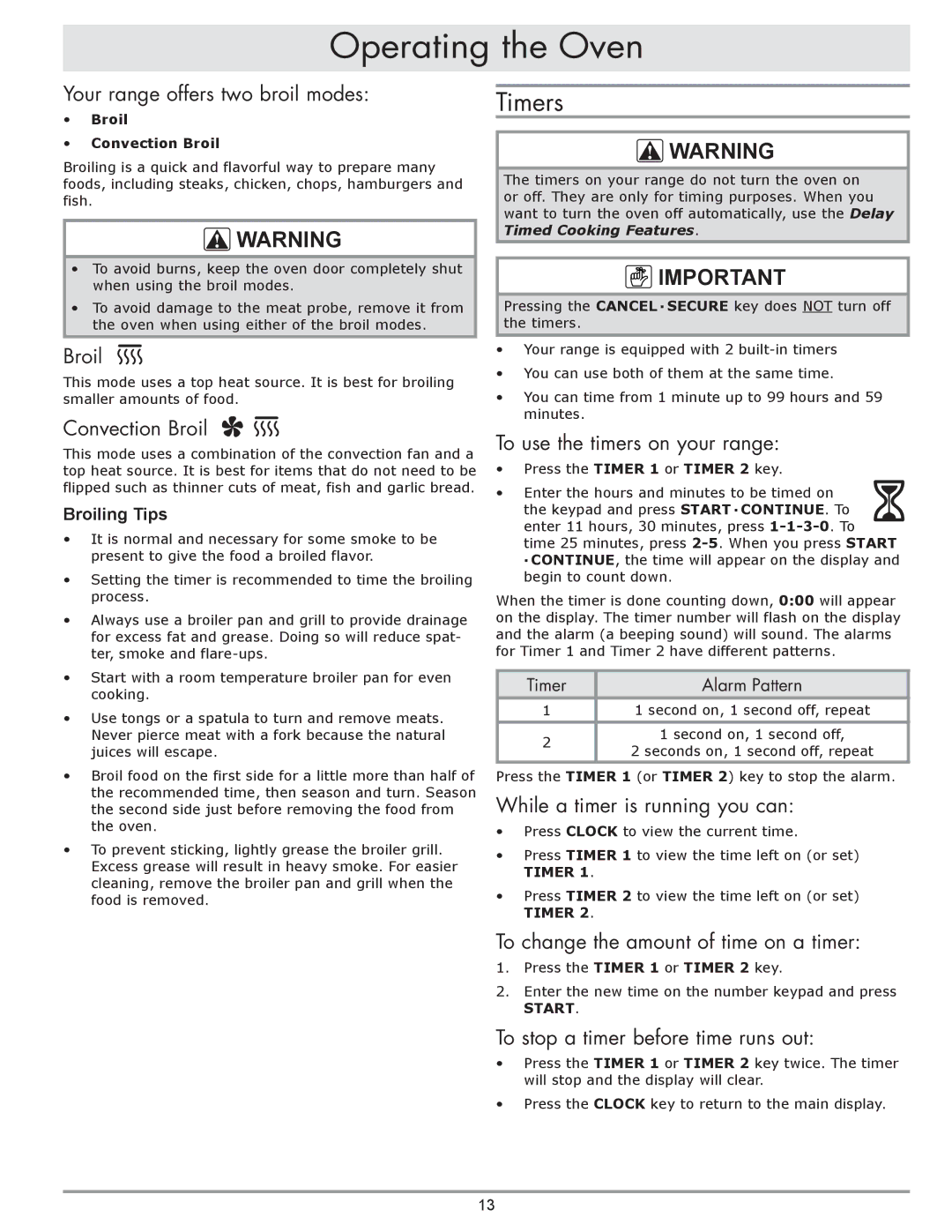 Dacor dacor important safety instructions Timers 