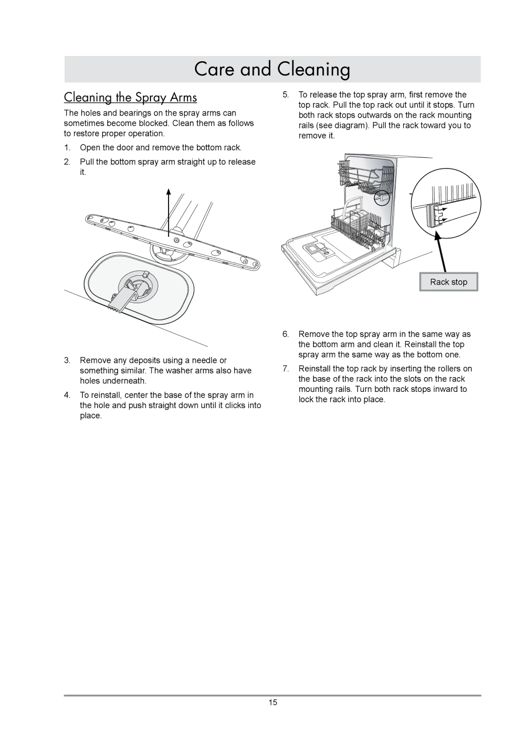 Dacor DDWF24S important safety instructions Cleaning the Spray Arms 