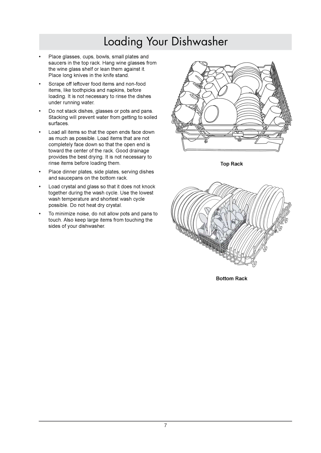 Dacor DDWF24S important safety instructions Bottom Rack 