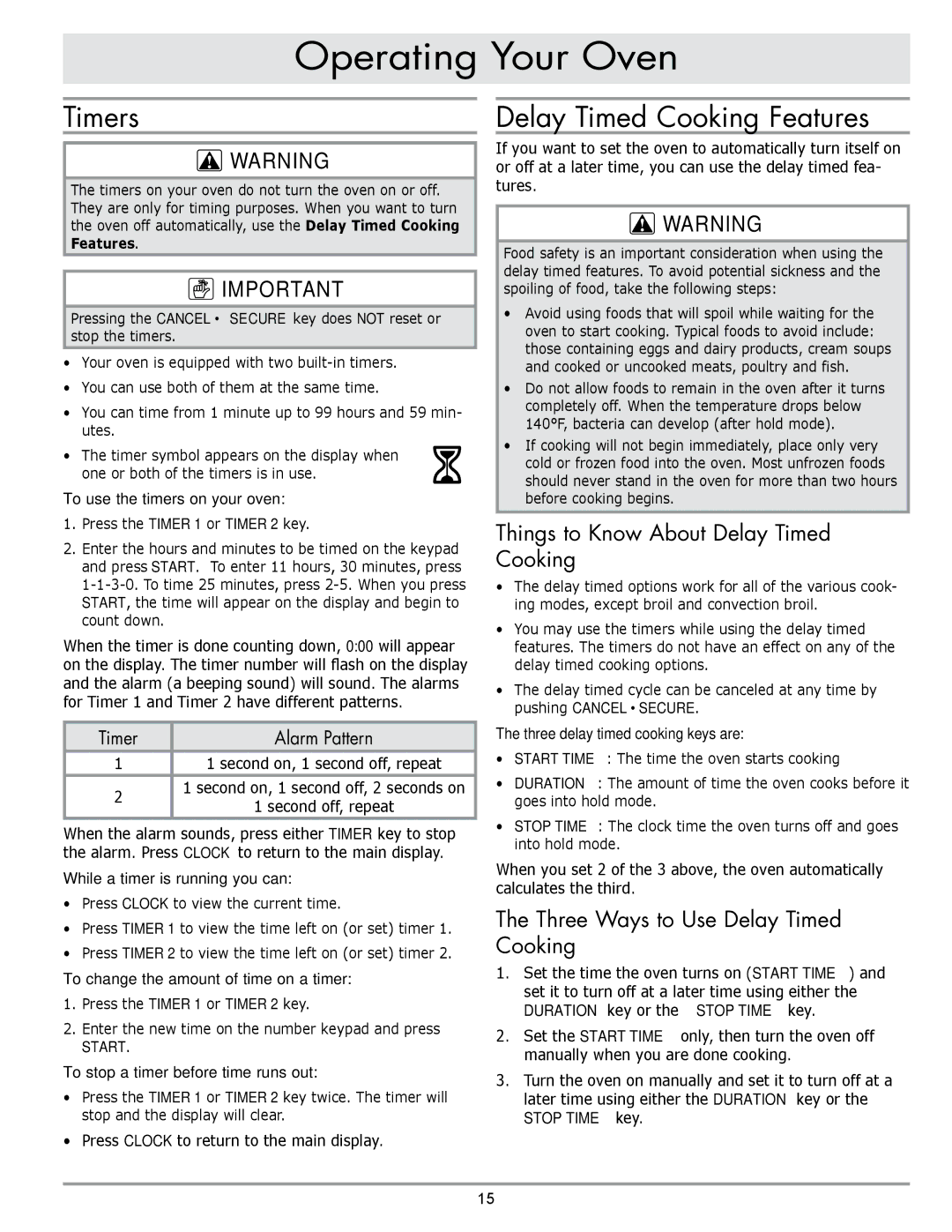 Dacor DO130, DO230 manual Timers, Delay Timed Cooking Features, Things to Know About Delay Timed Cooking 