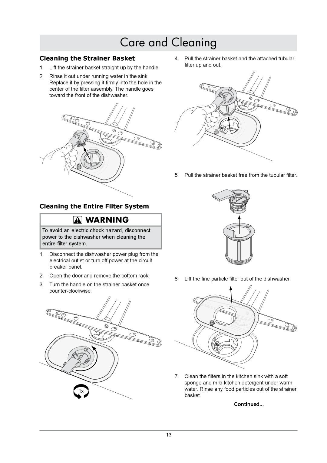 Dacor IDWH24, EDWH24S manual Cleaning the Strainer Basket 