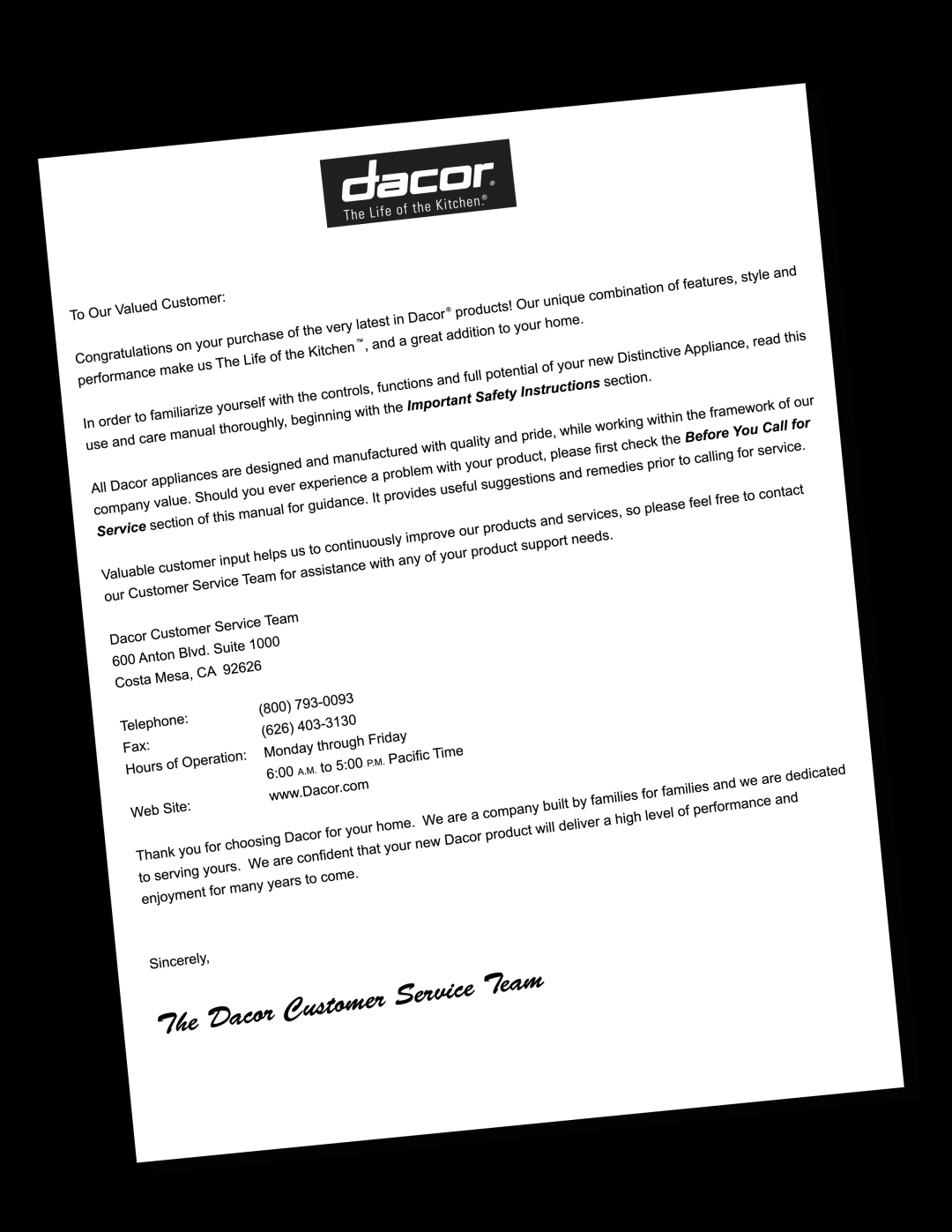 Dacor EF24LBCSS, EF24RWCZ1SS, EF24RBCSS, EF24LWCZ1SS important safety instructions Dacor, all rights reserved 