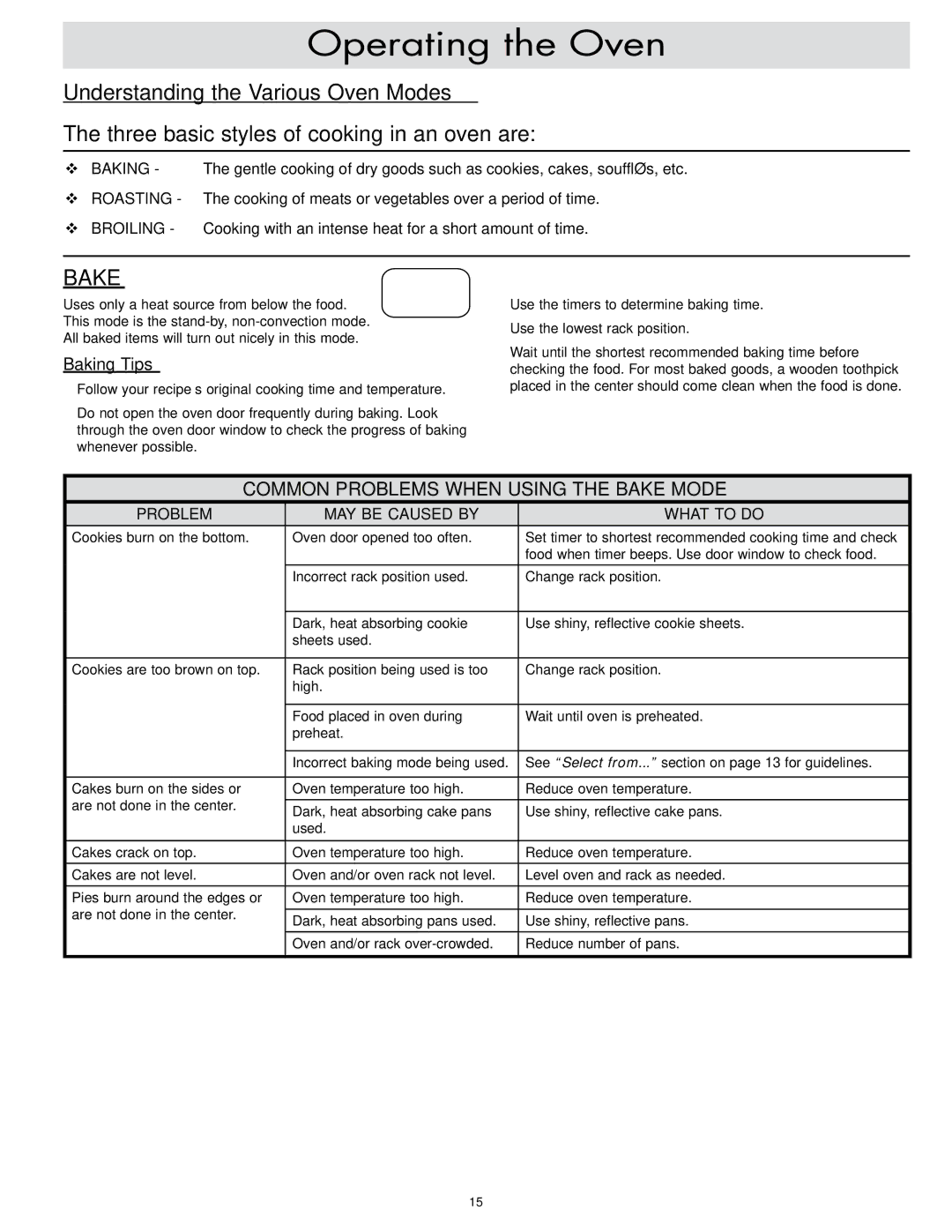 Dacor ER30DSR, ER30D-C important safety instructions Baking Tips 