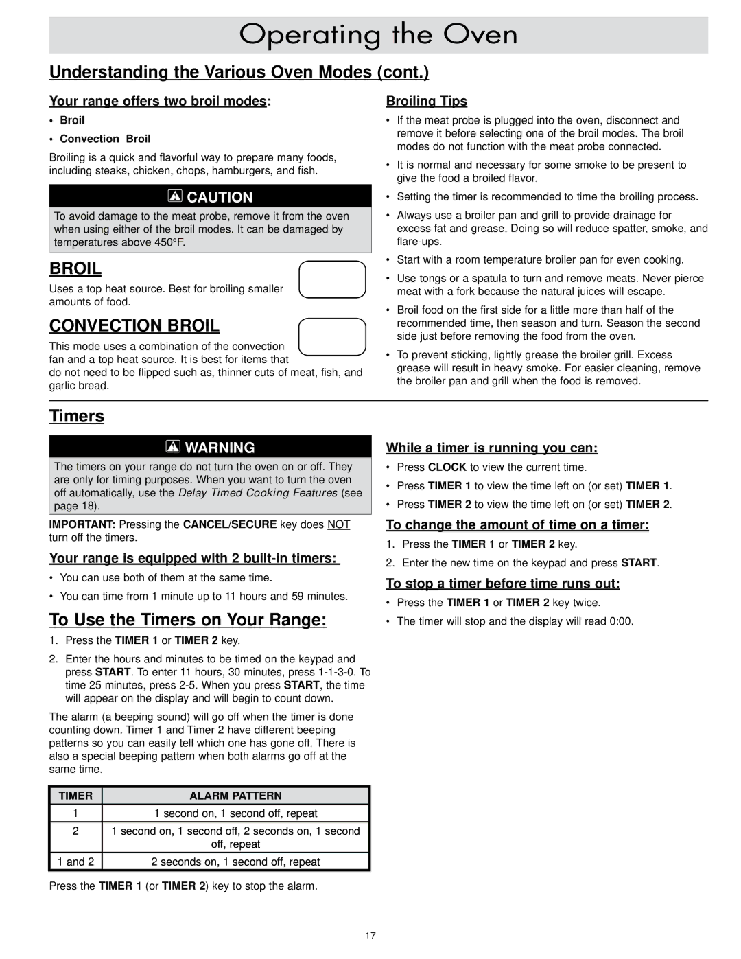 Dacor ER30D-C, ER30DSR important safety instructions To Use the Timers on Your Range 