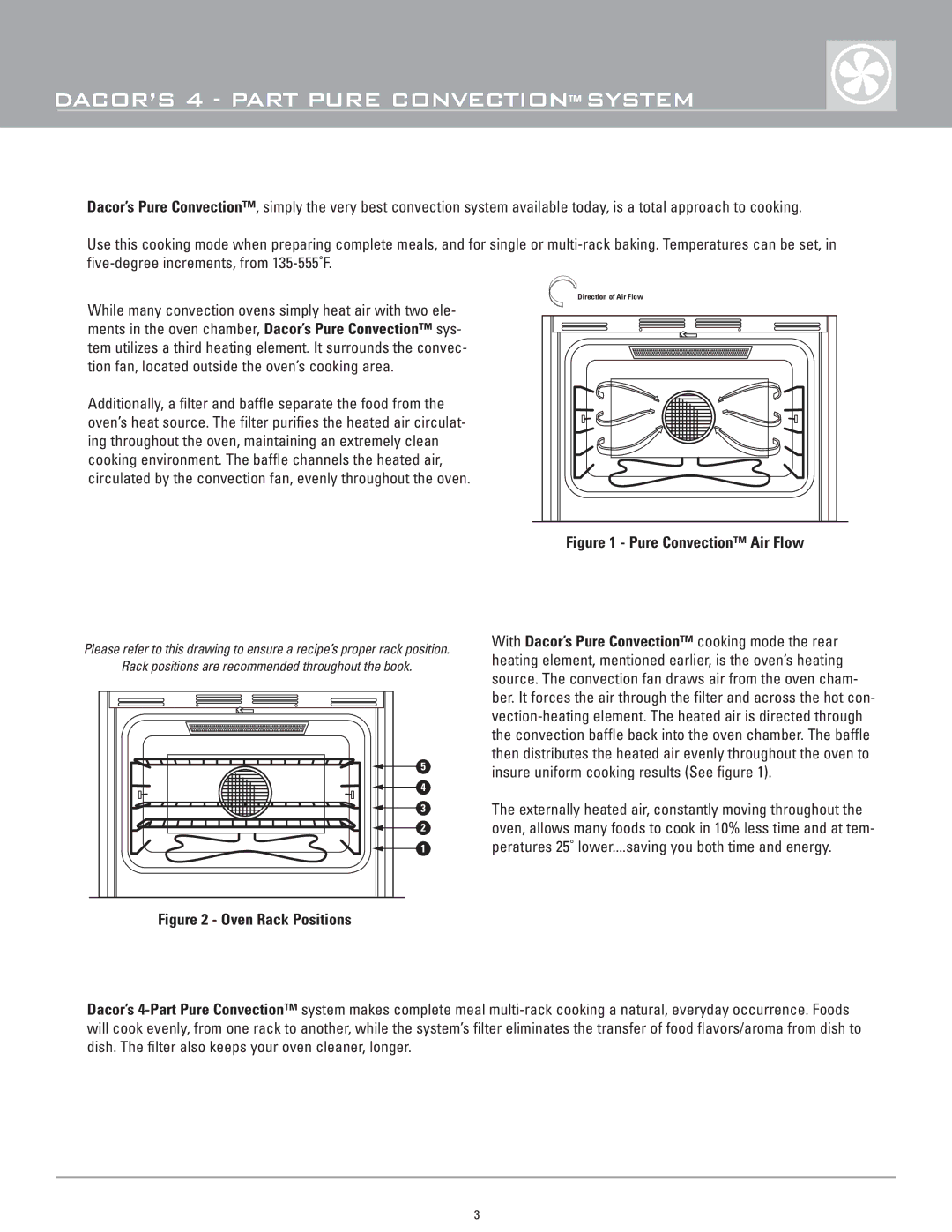 Dacor ERD60, ERD36, ERD30, ERD48 manual DACOR’S 4 Part Pure Convection System 