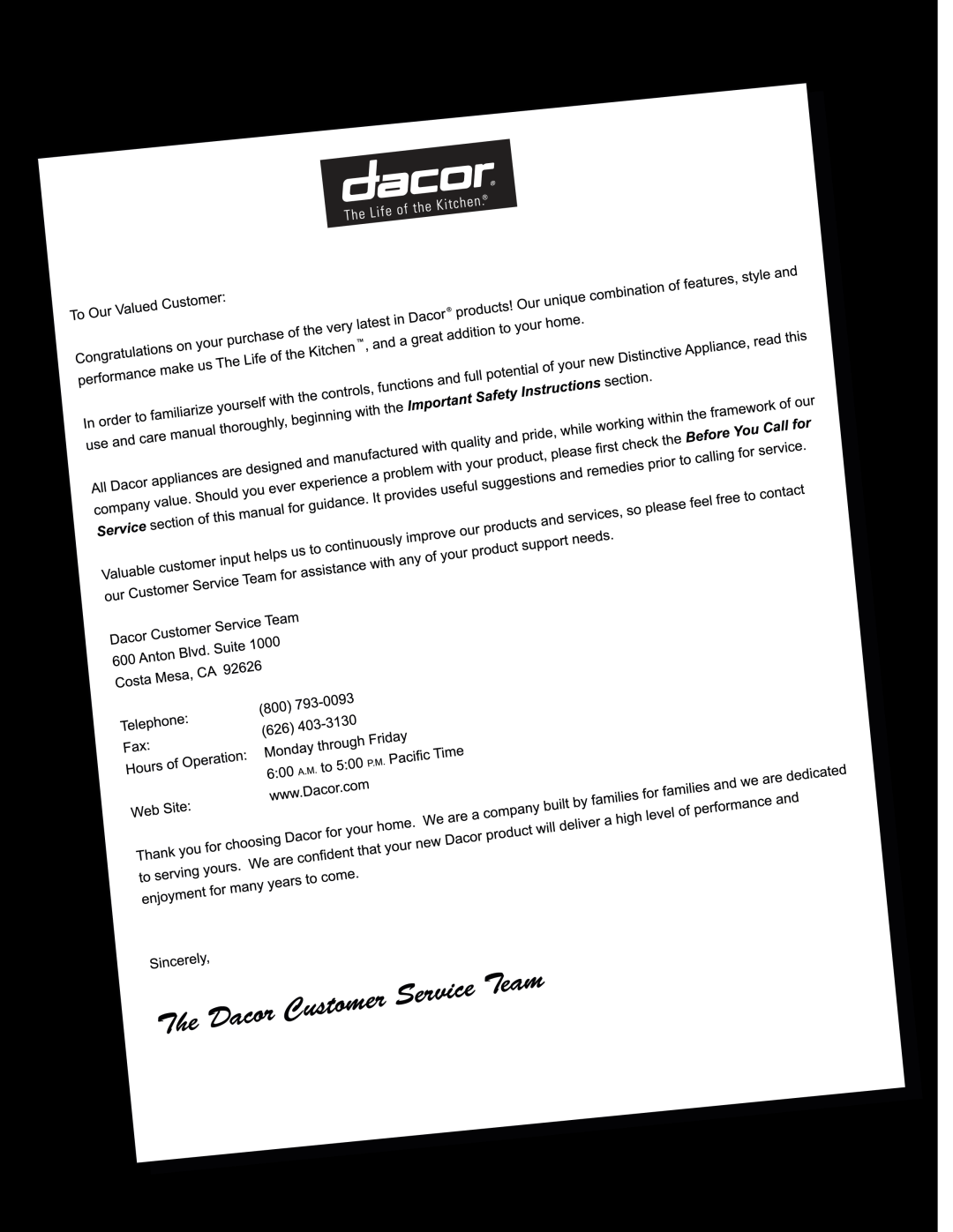 Dacor ERWD30 manual Dacor, all rights reserved 