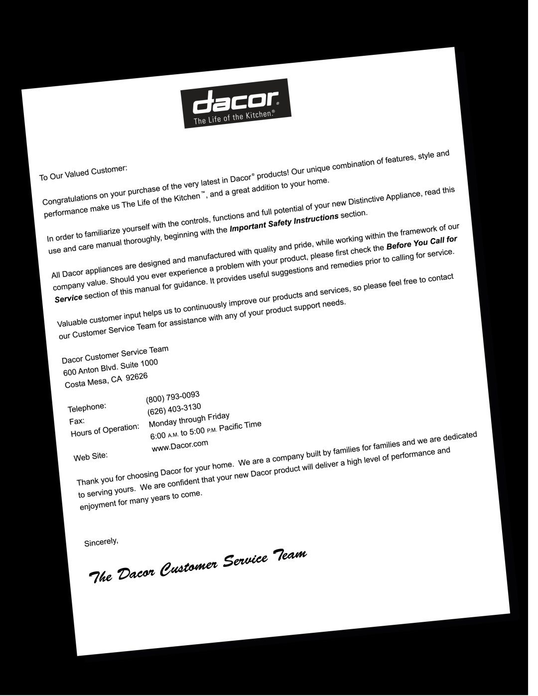 Dacor ETT304-1 manual Dacor, all rights reserved 
