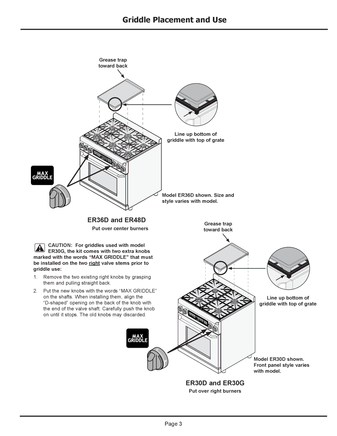 Dacor GDG14, EG486 and ER48D, AG1424 manual ER30D and ER30G 