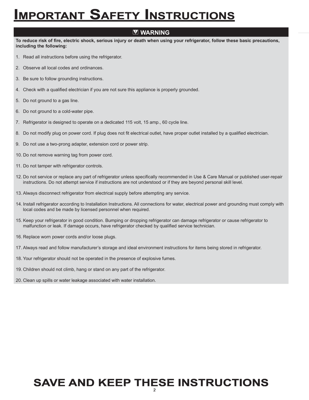 Dacor IF36, EF36 important safety instructions Save And Keep These Instructions, Important Safety Instructions 