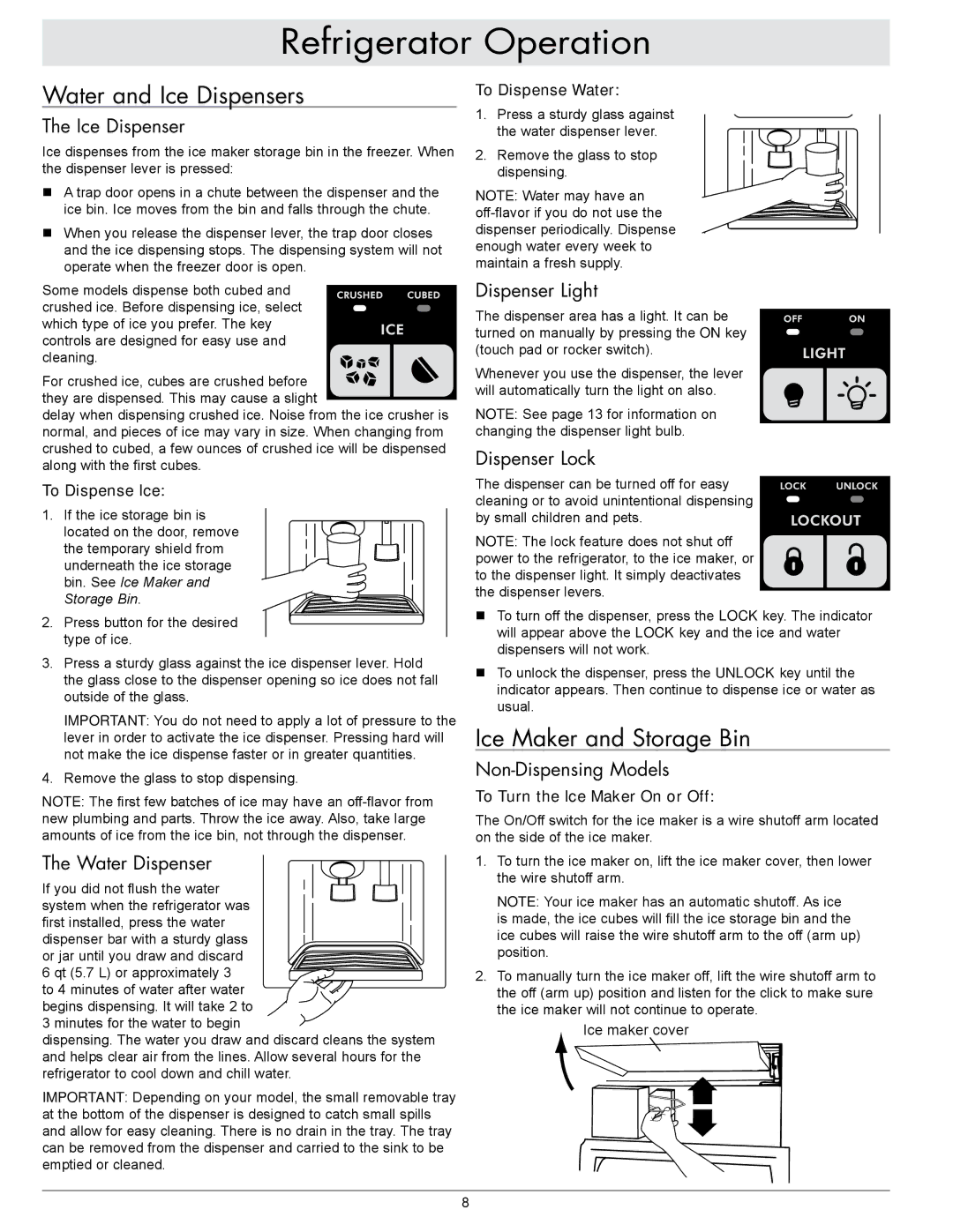 Dacor EF48DBSS, IF48NBOL, EF48NBSS, IF48DBOL, IF42NBOL, EF42NBSS important safety instructions Ice Maker and Storage Bin 