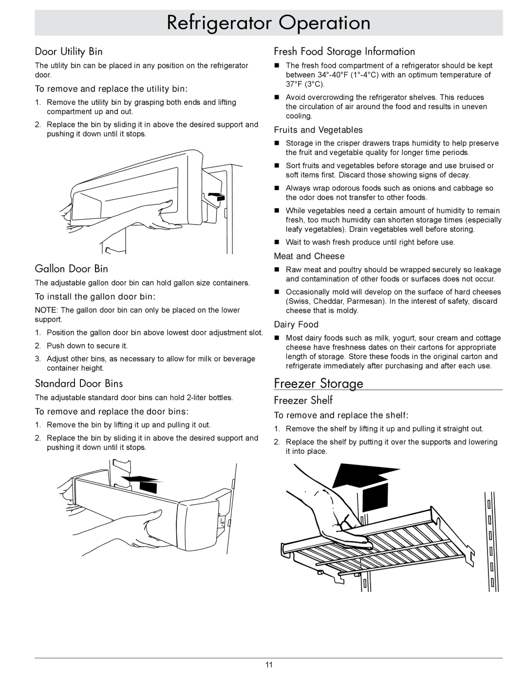 Dacor EF48NBSS, IF48NBOL, IF48DBOL, IF42NBOL, EF48DBSS, EF42NBSS important safety instructions Freezer Storage 