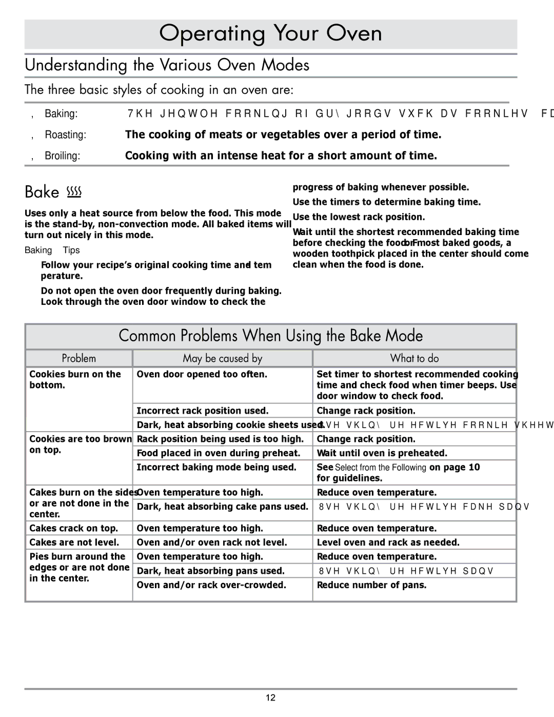 Dacor MORD230 manual Understanding the Various Oven Modes, Common Problems When Using the Bake Mode, Baking Tips 