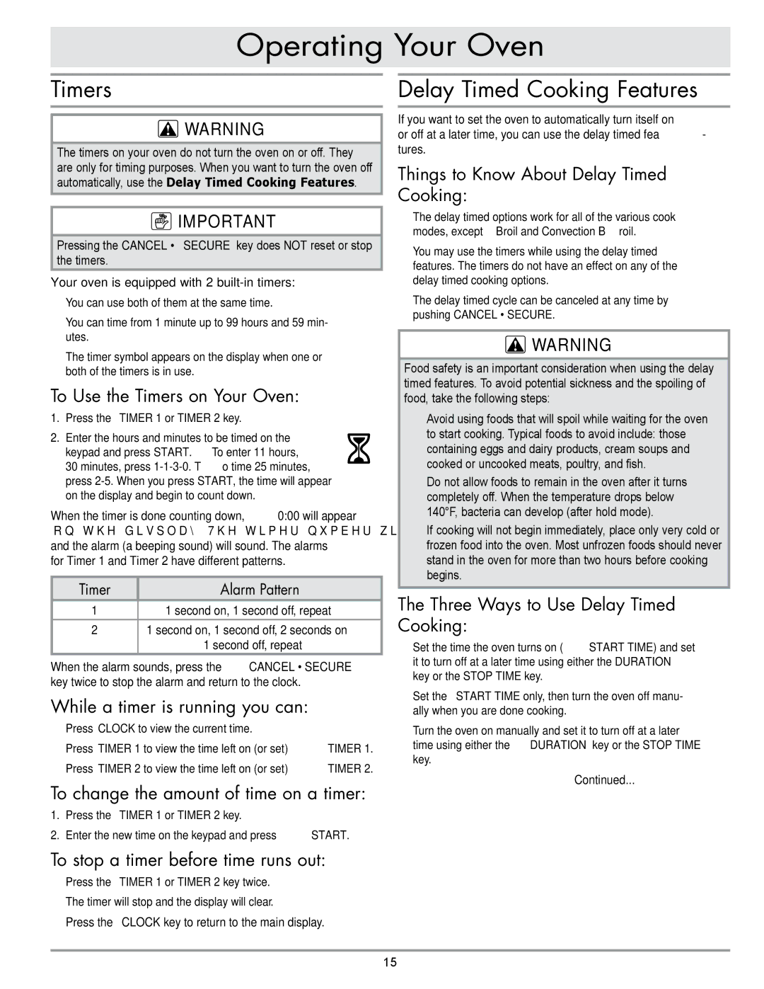 Dacor MORD230 manual Timers, Delay Timed Cooking Features 