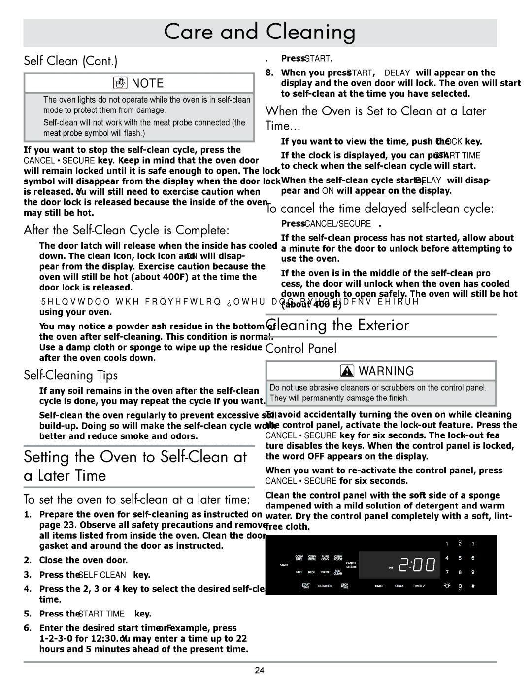 Dacor MORD230 manual Setting the Oven to Self-Clean at a Later Time, Cleaning the Exterior 