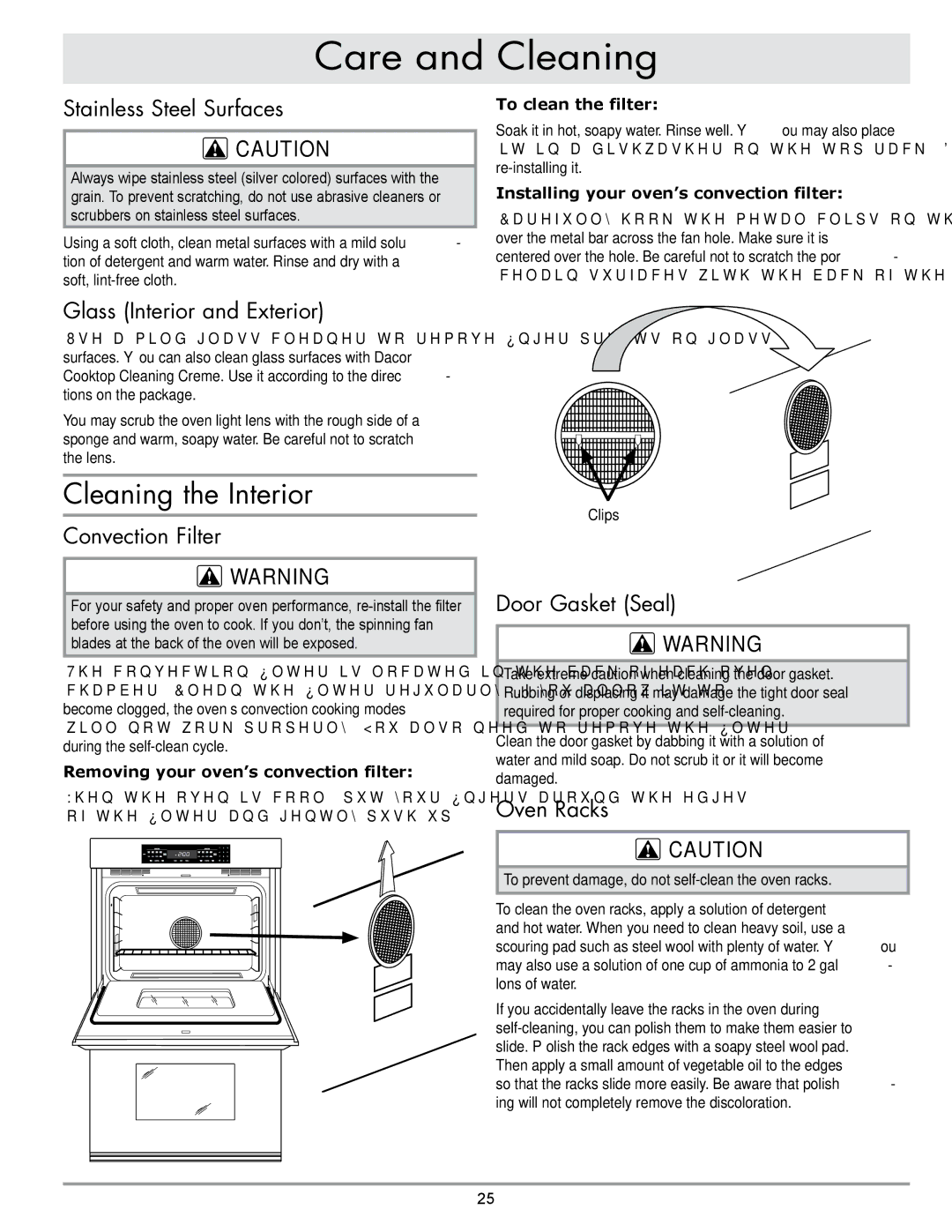 Dacor MORD230 manual Cleaning the Interior 