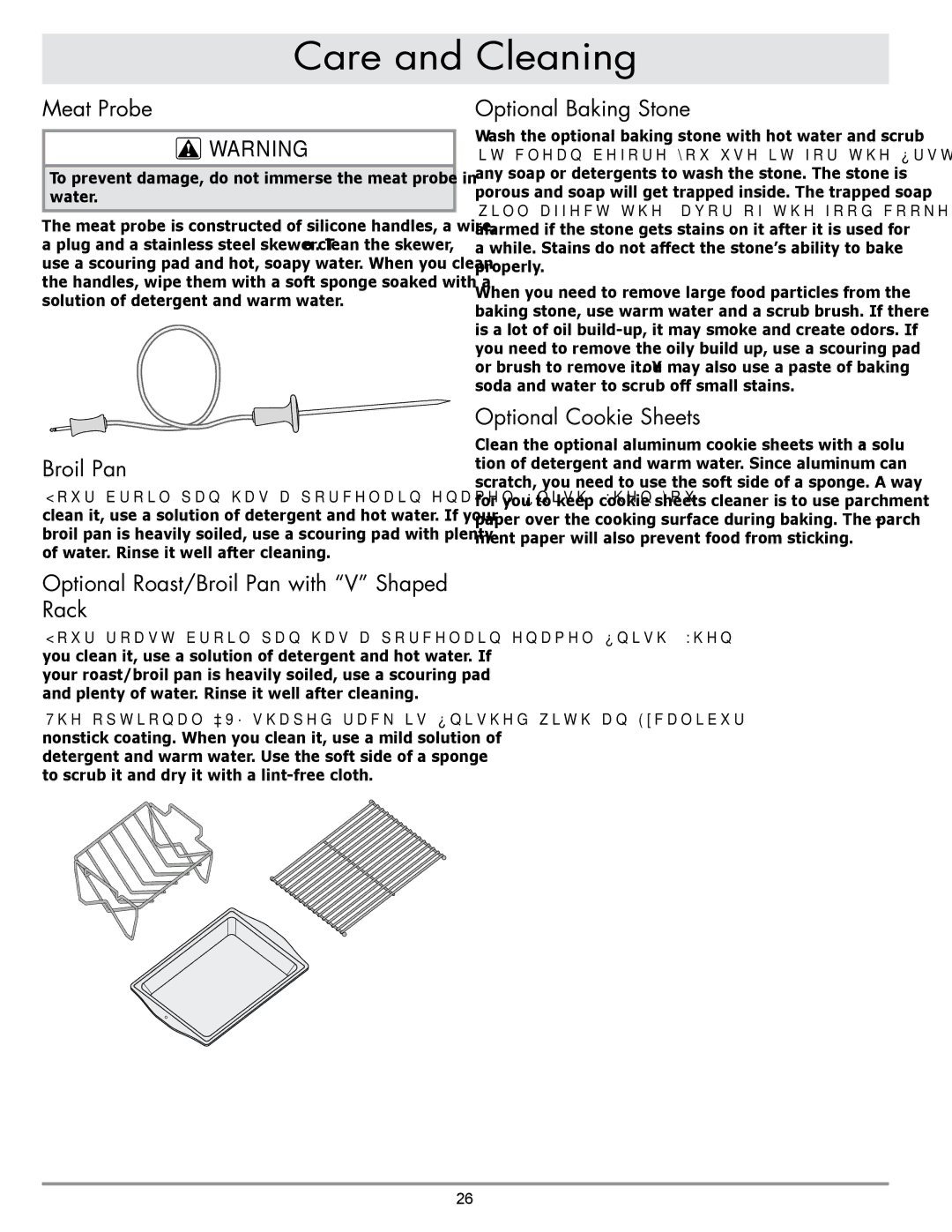 Dacor MORD230 Meat Probe, Optional Roast/Broil Pan with V Shaped Rack, Optional Baking Stone, Optional Cookie Sheets 